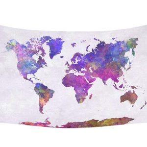 Watercolor world tapestry